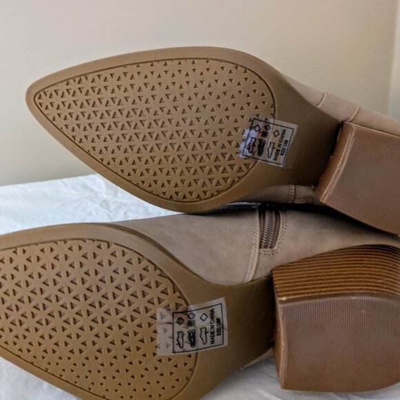 NEW Pink Lily style Latte Beige Knee-High Western Boots w/ Embroidery (Never Wor - Picture 3 of 4